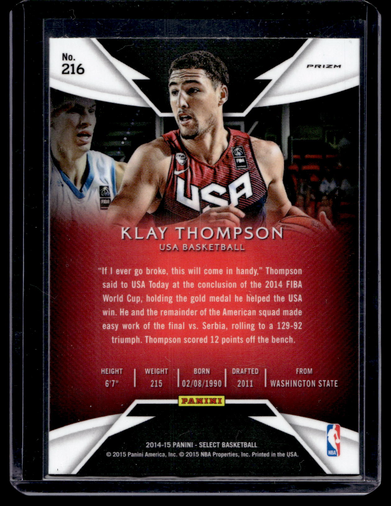 2014-15 Panini Select - Silver Prizm Courtside - Klay Thompson #216
