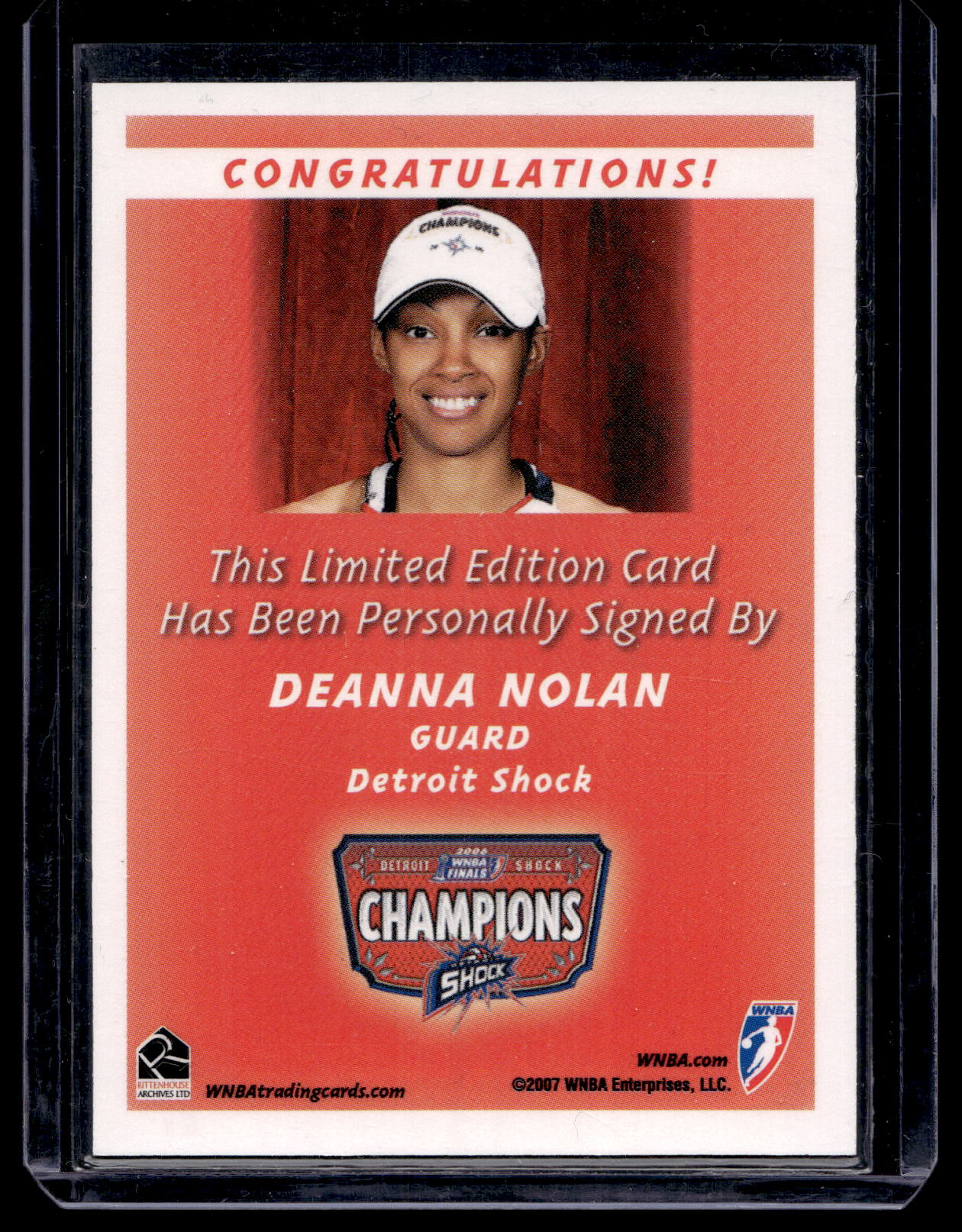 2007 Rittenhouse WNBA - Autographs - WNBA Champion - Deanna Nolan