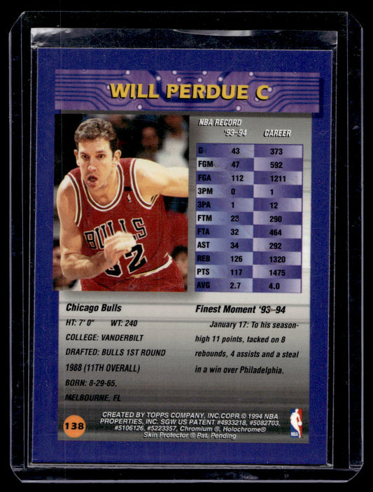 1994-95 Topps Finest - Refractor - Will Perdue #138