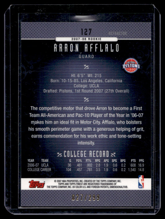 2006-07 Topps Finest - Blue Refractor - 2007-08 Rookie - Arron Afflalo #127 /299 PRC