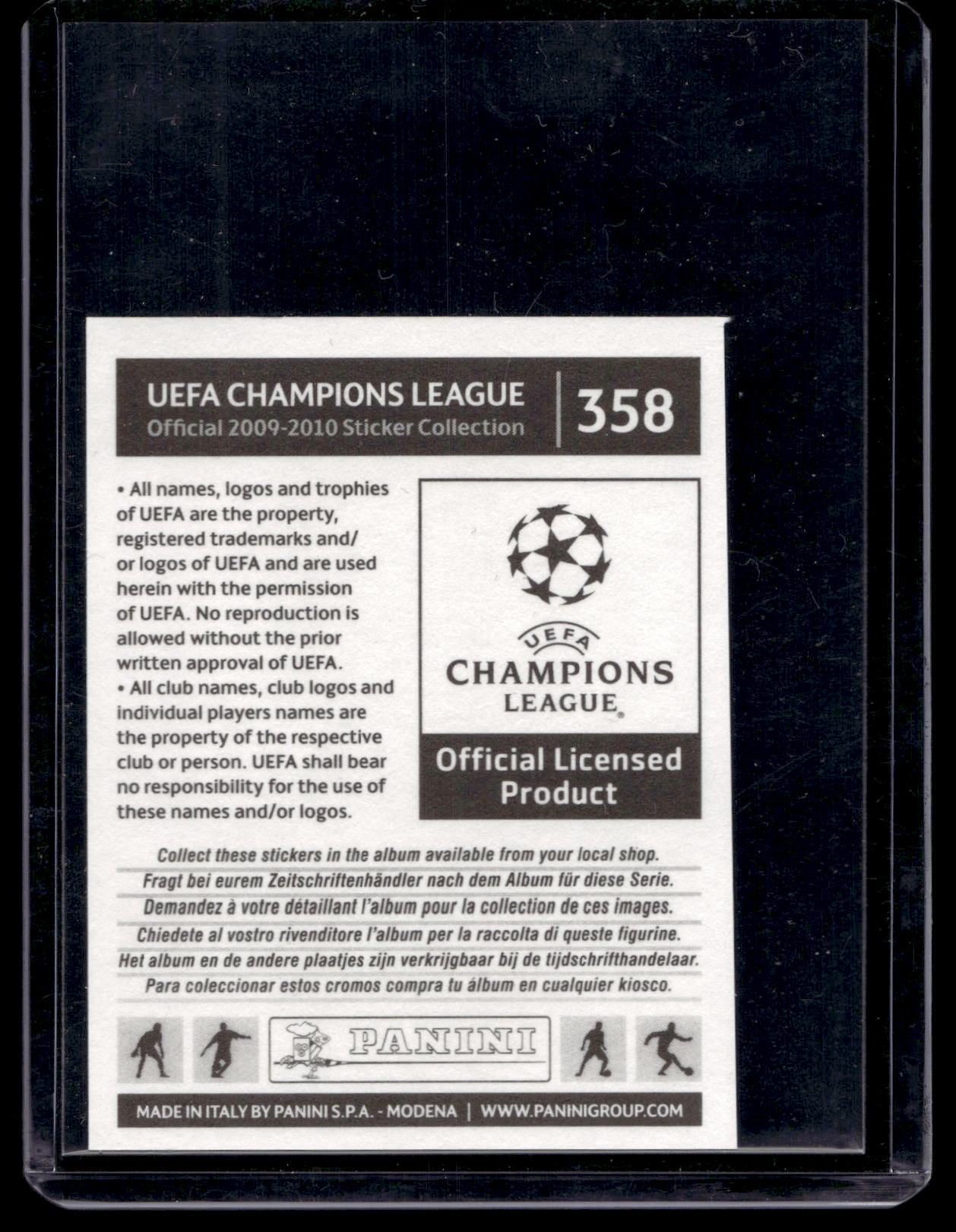 2009-10 Panini UEFA Champions League Official Sticker Collection - Zlatan Ibrahimovic #358