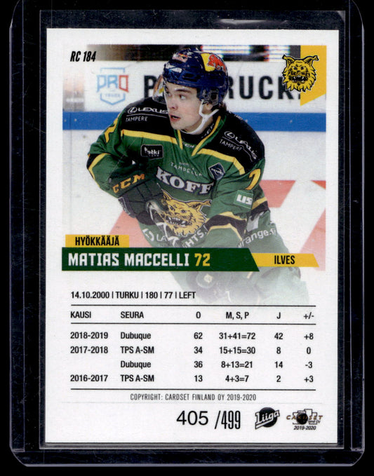 2019-20 Cardset Rookie - Matias Maccelli /499