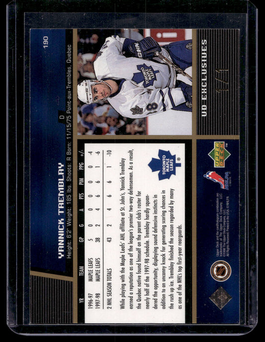 1998-99 Upper Deck - Gold UD Exclusives - Yannick Tremblay #190 1of1