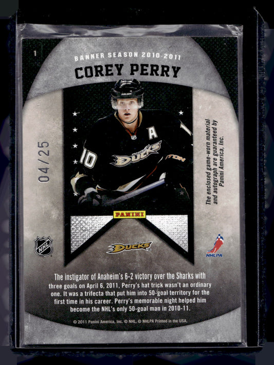 2011-12 Panini Limited - Banner Season - Signature Materials - Corey Perry #1 /25