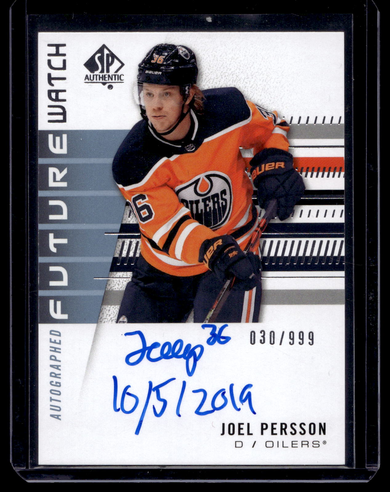 2019-20 Upper Deck SP Authentic - Inscriptions Autographed Future Watch Rookies - Joel Persson #225 /999 RC