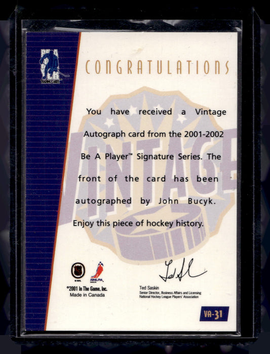 2001-02 In the Game Be A Player Signature Series - Vintage Autographs - John Bucyk #VA-31