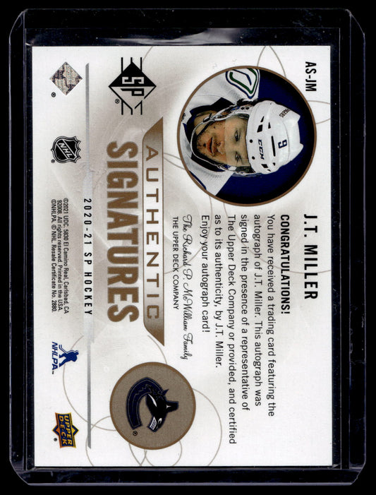 2020-21 Upper Deck SP Retail - Authentic Signatures Autographs - J.T. Miller #AS-JM