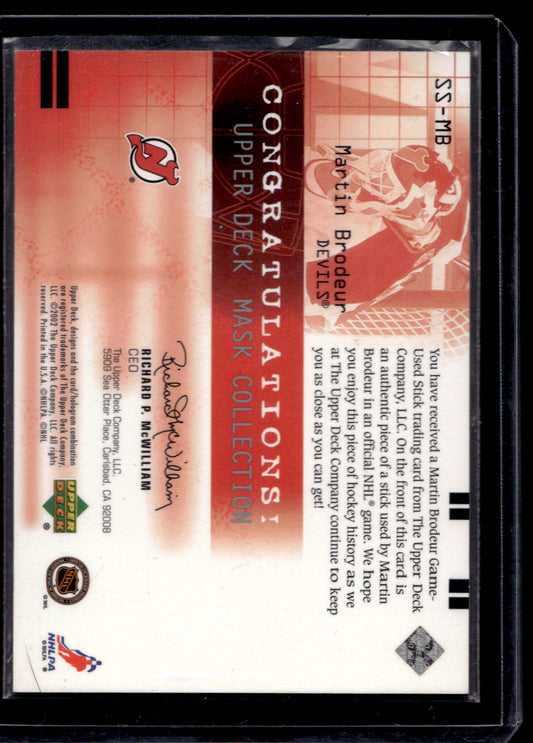 2001-02 Upper Deck Mask Collection - Stellar Stickhandlers - Martin Brodeur #SS-MB
