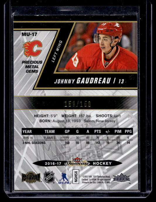 2016-17 Upper Deck Fleer Showcase - Metal Universe - Precious Metal Gems Red - Johnny Gaudreau #MU-17 /150