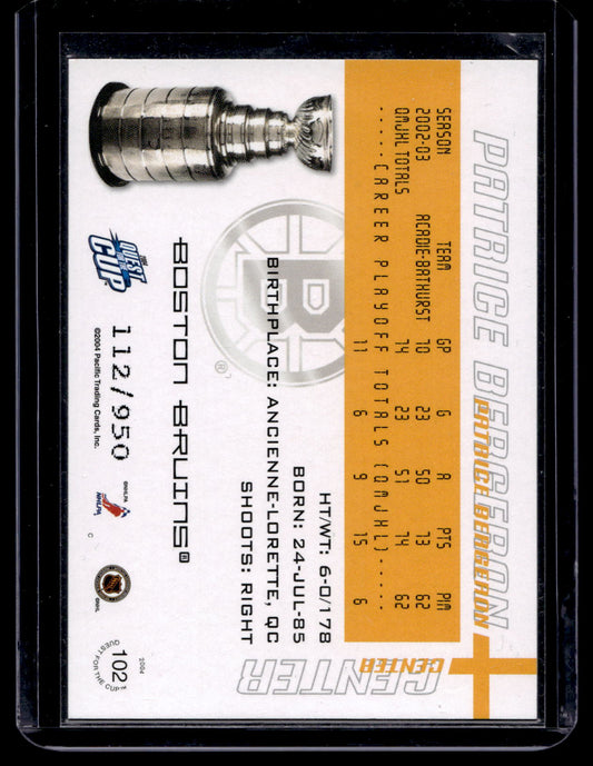 2003-04 Pacific Quest for the Cup - Patrice Bergeron #102 /950 RY