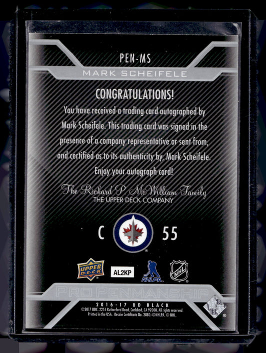 2016-17 UD Black - Pro Penmanship - Mark Scheifele #PEN-MS
