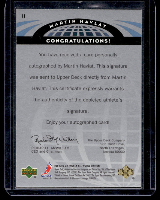 2004-05 Upper Deck All-World Edition - Autographs - Martin Havlat #11