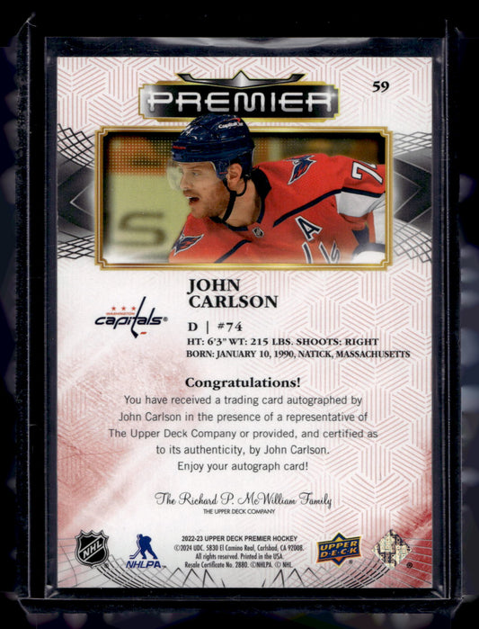 2022-23 Upper Deck Premier - Autographs - John Carlson #59