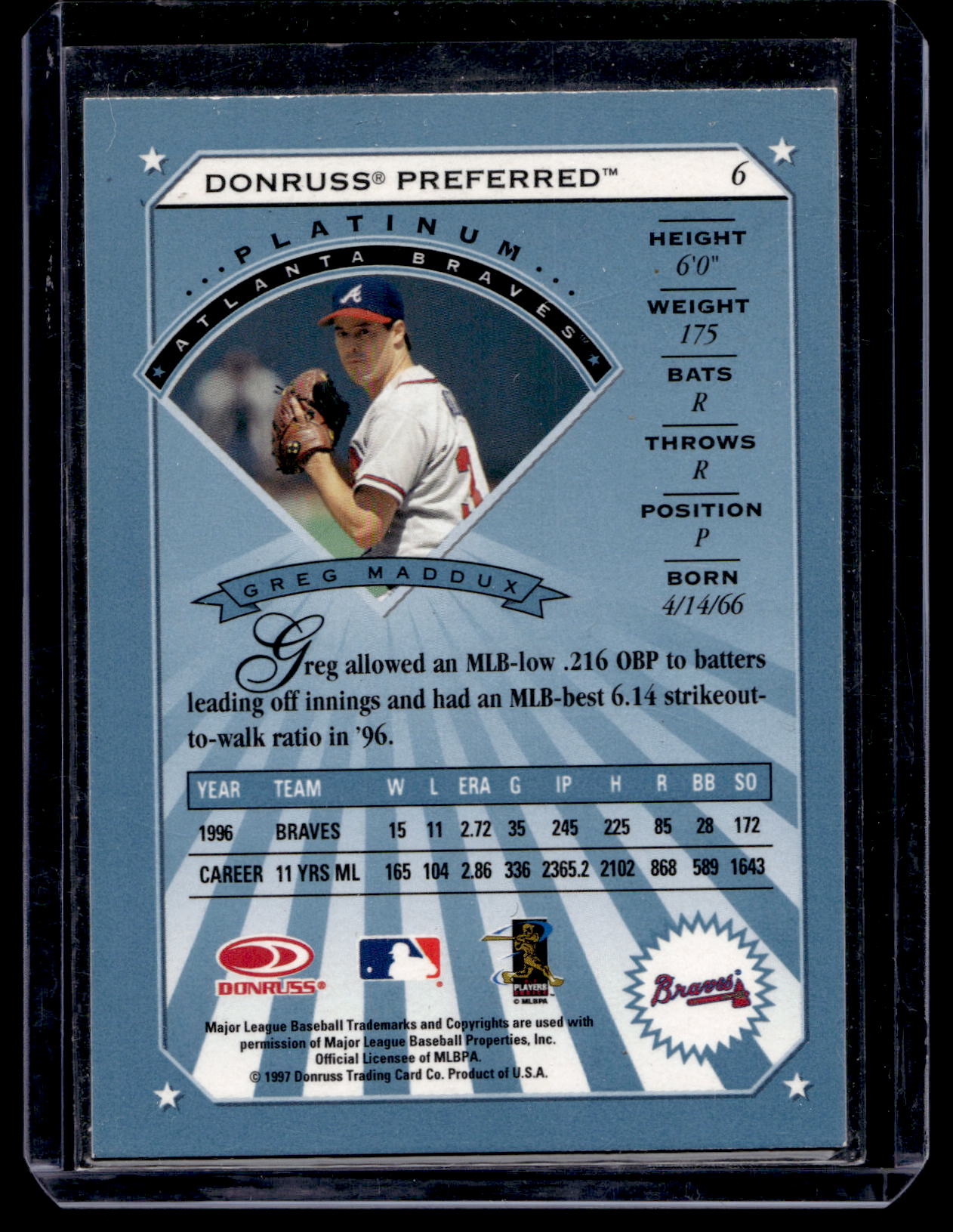 1997 Donruss Preferred - Platinum - Greg Maddux #6