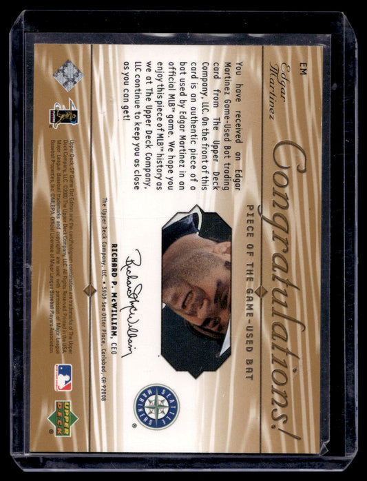 2001 Upper Deck SP Game Bat Edition - Piece of the Game - Edgar Martinez #EM