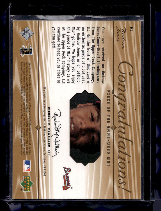 2001 Upper Deck SP Game Bat Edition - Piece of the Game - Andruw Jones #AJ