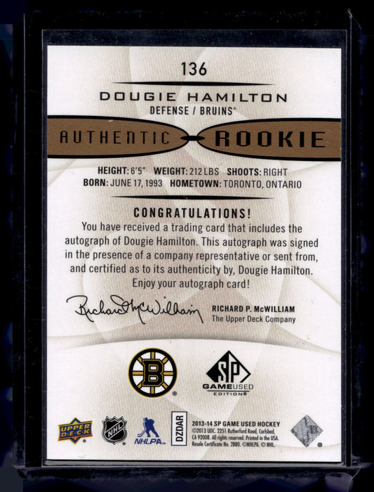 2013-14 Upper Deck SP Game Used Edition - Gold Autographs - Authentic Rookies - Dougie Hamilton #136 RC