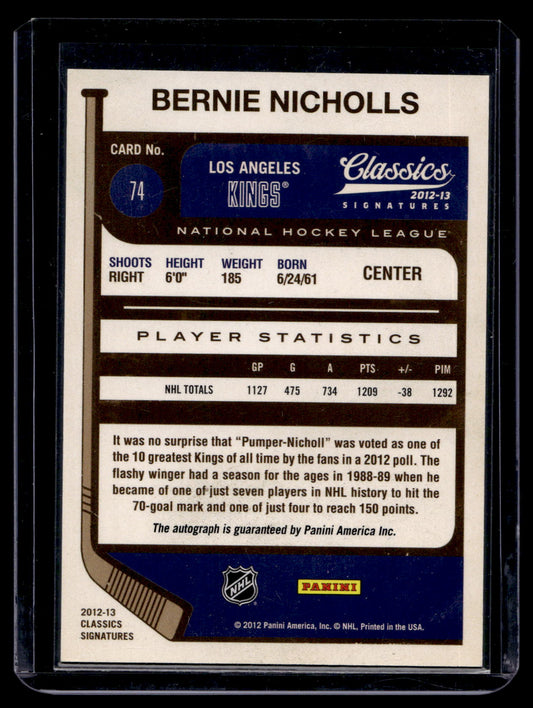 2012-13 Panini Classics Signatures - Autographs - Bernie Nicholls #74