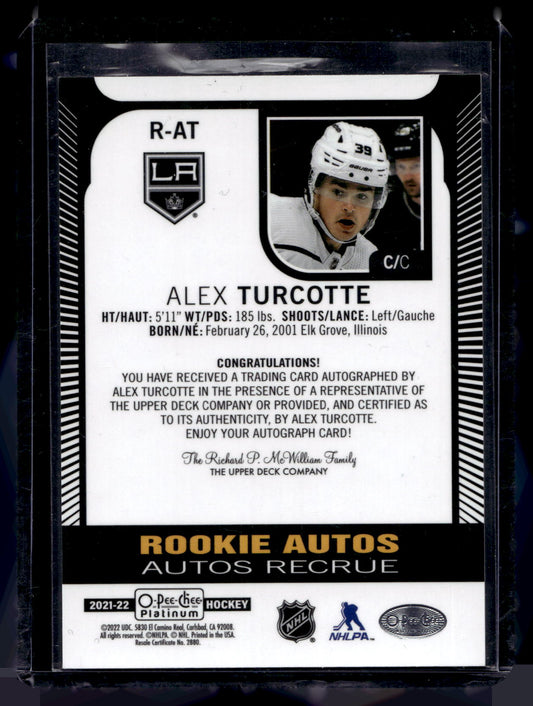 2021-22 Upper Deck O-Pee-Chee Platinum - Rookie Autographs - Alex Turcotte #R-AT RY