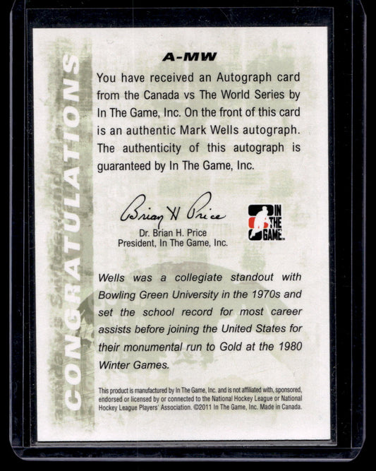 2011-12 In the Game Canada VS the World - Autographs - Mark Wells #A-MW