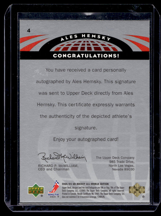 2004-05 Upper Deck All-World Edition - Autographs - Ales Hemsky #4