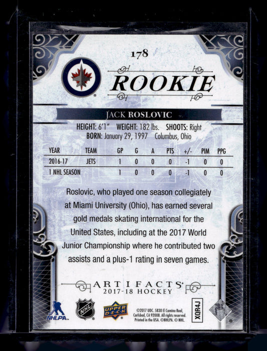 2017-18 Upper Deck Artifacts - Emerald - Rookies - Jack Roslovic #178 /99 RY