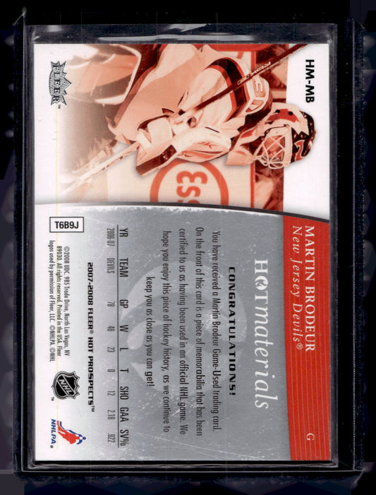 2007-08 Fleer Hot Prospects - Hot Materials - Martin Brodeur #HM-MB
