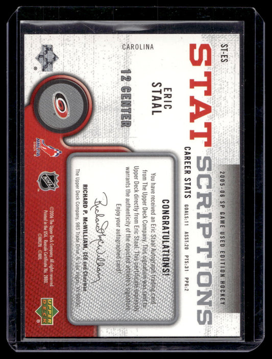 2005-06 Upper Deck SP Game Used Edition - Statscriptions - Eric Staal #ST-ES /81
