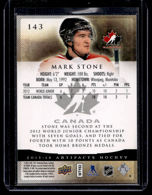 2013-14 Upper Deck Artifacts - Emerald - Team Canada - Mark Stone #143 /99