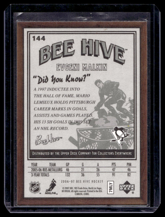 2006-07 Upper Deck Bee Hive - Wood - Evgeni Malkin #144 RC