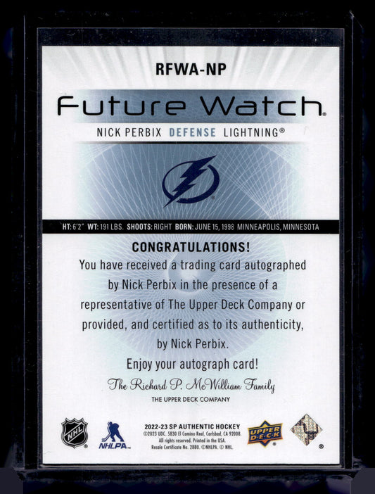 2022-23 Upper Deck SP Authentic - 2012-13 Retro Autographed Future Watch - Nick Perbix #RFWA-NP /699 RY