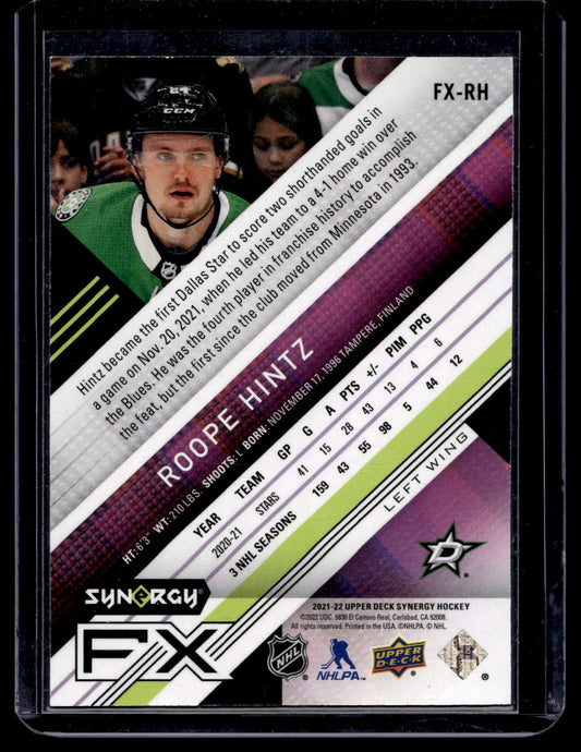 2021-22 Upper Deck Synergy - Synergy FX - Green - Roope Hintz #FX-RH /199
