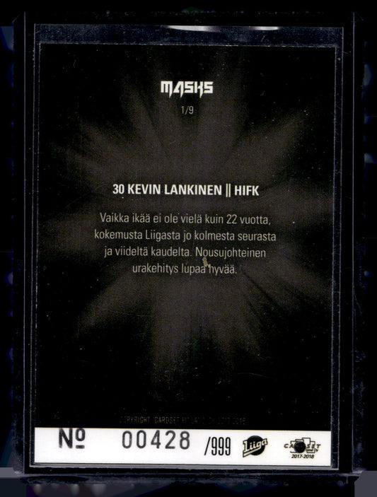 2017-18 Cardset - Masks Blue - Kevin Lankinen #1 /999