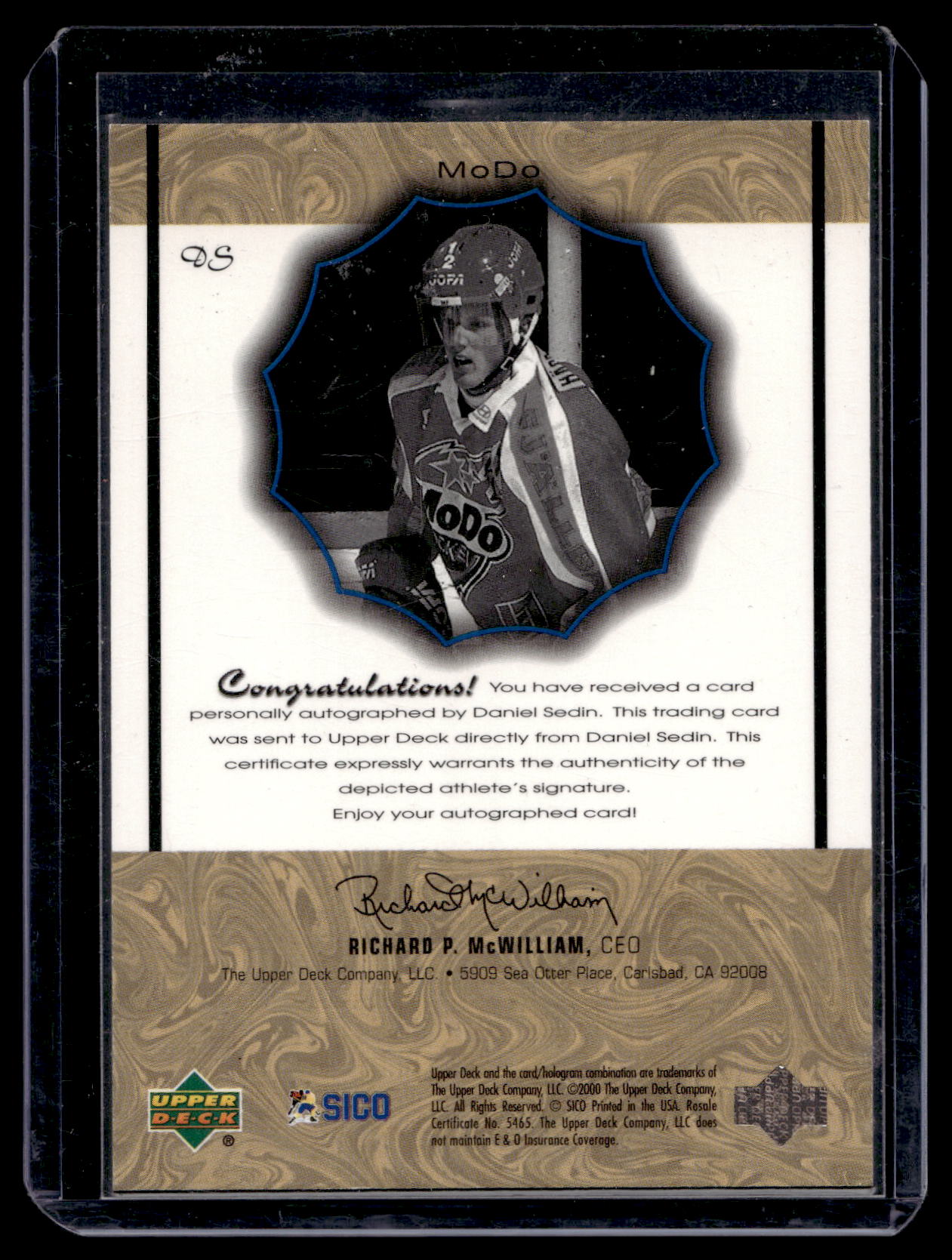1999-00 Upper Deck Prospects - Signatures of Tradition - Daniel Sedin #DS
