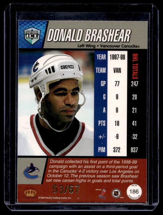 1998-99 Pacific Dynagon Ice - Blue - Donald Brashear #186 /67