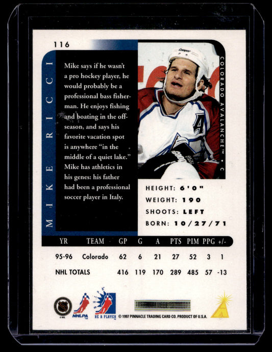 1996-97 Pinnacle Be A Player - Autographs - Mike Ricci #116