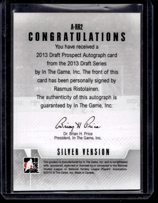 2013 In the Game Draft Prospects - Autographs - Silver - Rasmus Ristolainen #A-RR2 RY