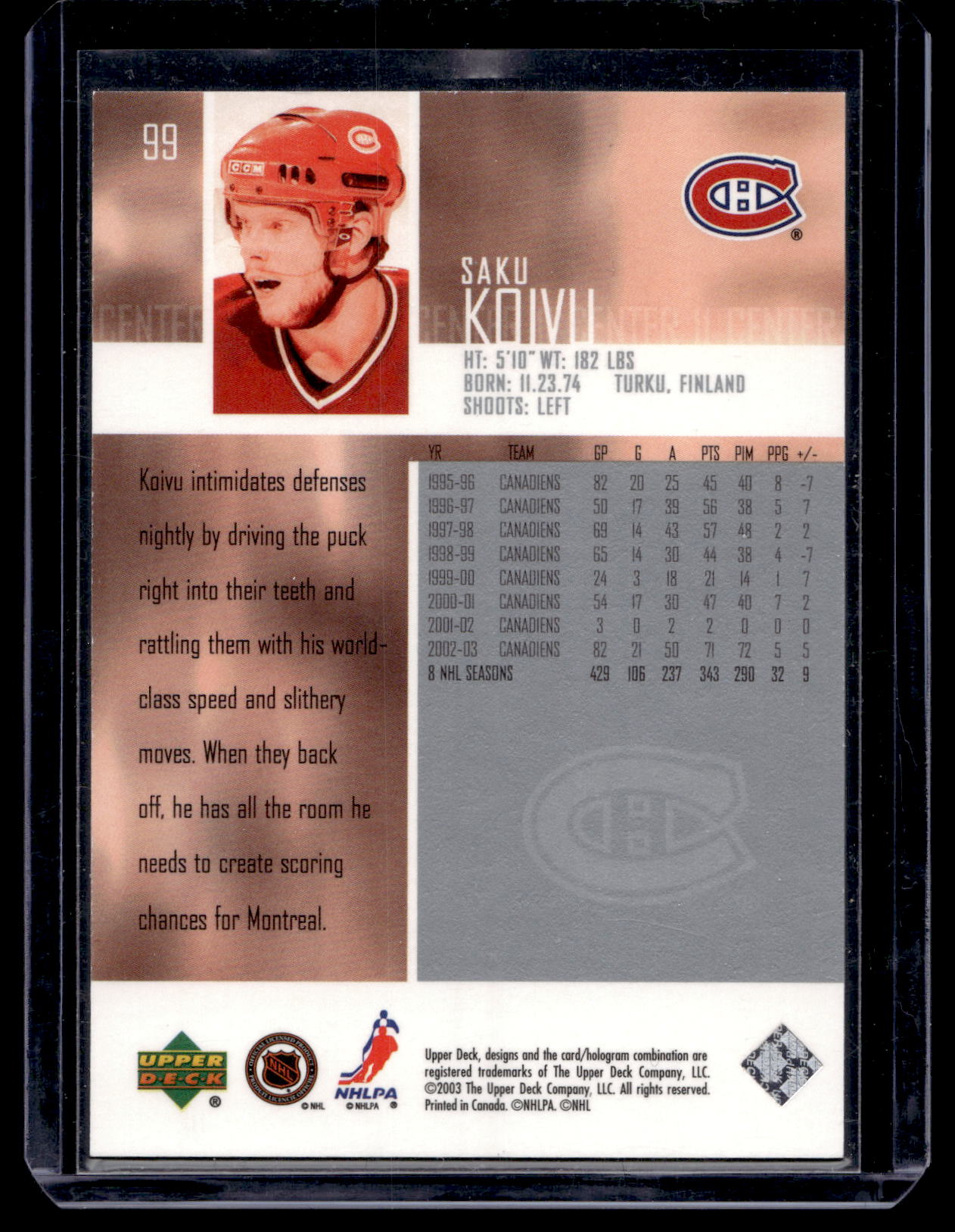 2003-04 Upper Deck - Canada Exclusives - Saku Koivu #99 /50