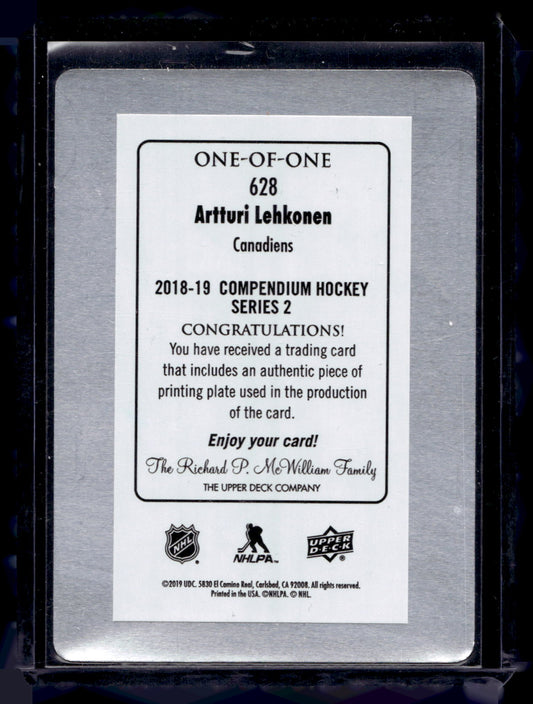 2018-19 Upper Deck Compendium - Printing Plate Cyan - Artturi Lehkonen #628 1of1