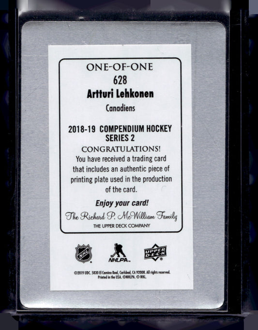 2018-19 Upper Deck Compendium - Printing Plate Black - Artturi Lehkonen #628 1of1