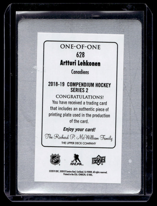 2018-19 Upper Deck Compendium - Printing Plate Magenta - Artturi Lehkonen #628 1of1