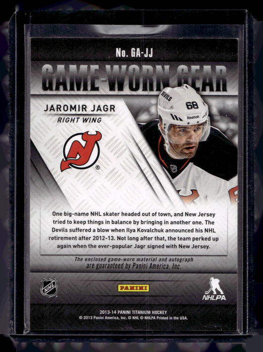 2013-14 Panini Titanium - Game-Worn Gear Autographs - Prime - Jaromir Jagr #GA-JJ /15