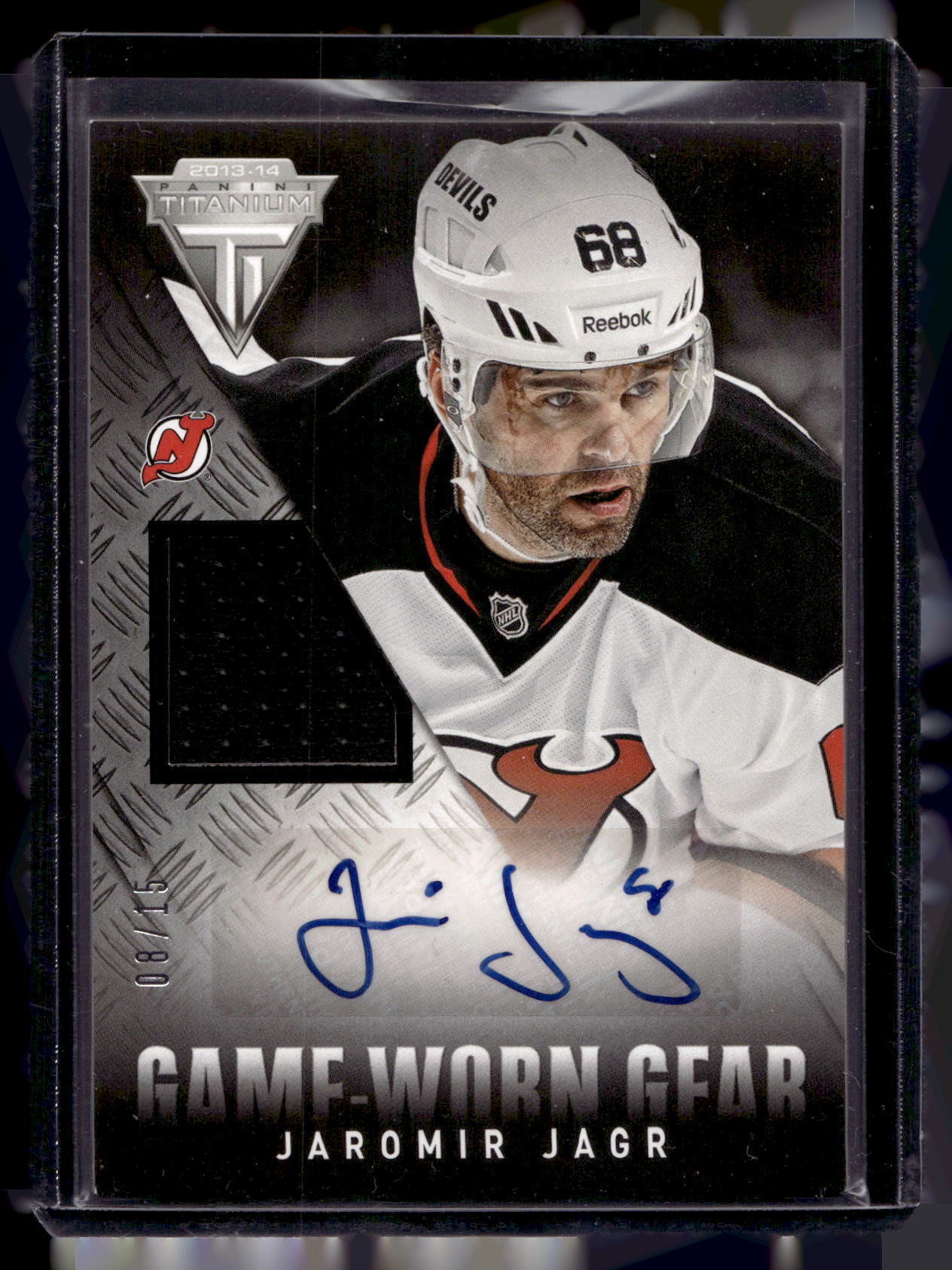 2013-14 Panini Titanium - Game-Worn Gear Autographs - Prime - Jaromir Jagr #GA-JJ /15