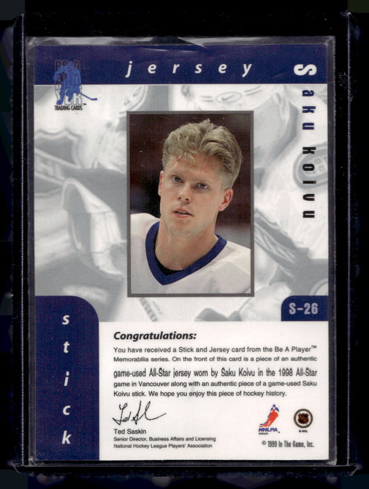 1999-00 In the Game Be A Player Memorabilia - Jersey and Stick - Saku Koivu #S-26