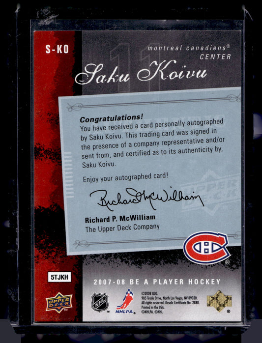 2007-08 Upper Deck Be a Player - Signatures - Saku Koivu #S-KO