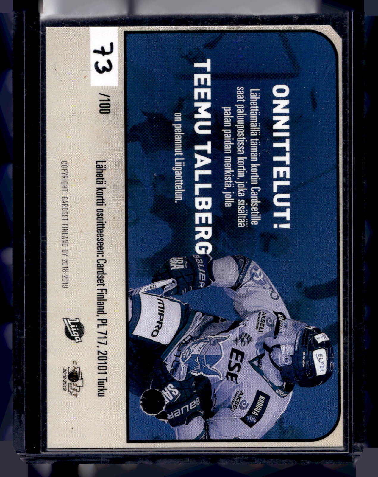 2018-19 Cardset - Patch - Teemu Tallberg /100