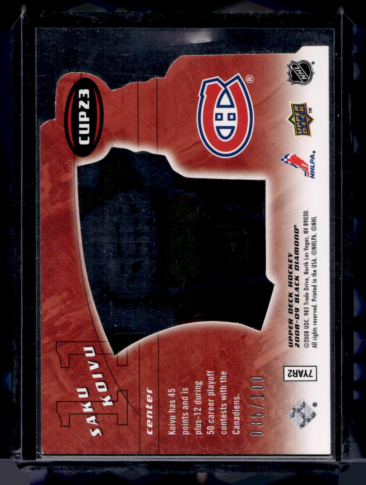 2008-09 Upper Deck Black Diamond - Run for the Cup - Saku Koivu #CUP23 /100