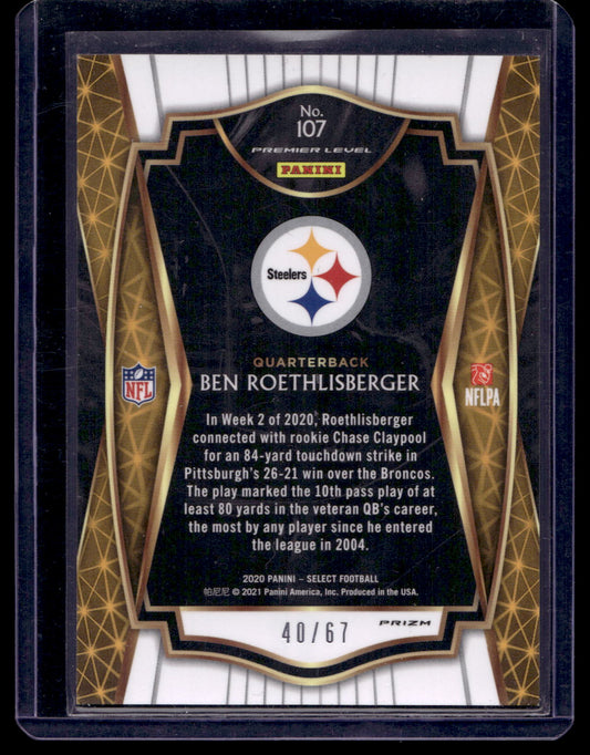 2020 Panini Select - Dragon Scale Prizm - Premier Level - Ben Roethlisberger #107 /67