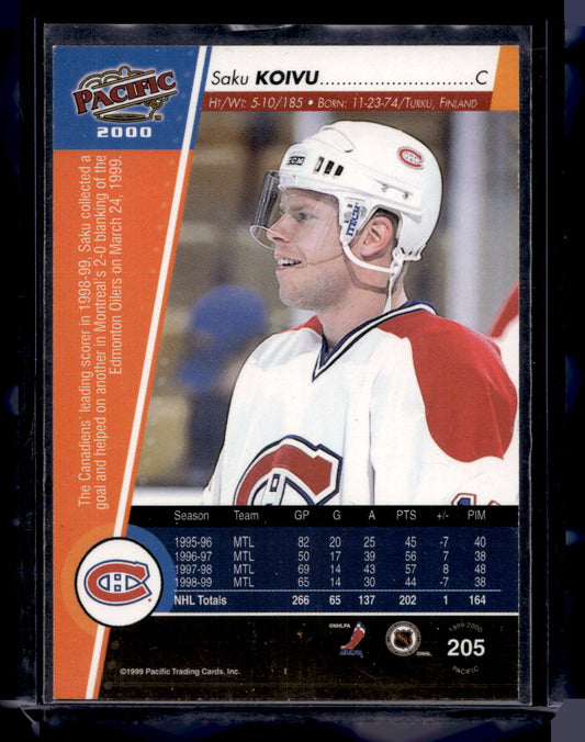 1999-00 Pacific - Copper - Saku Koivu #205 /99