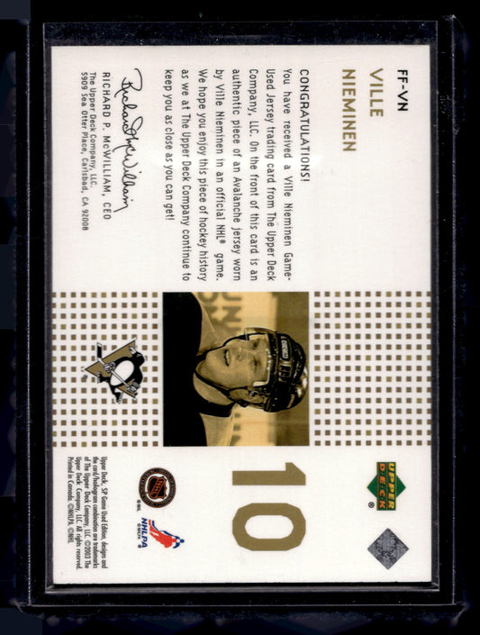 2002-03 Upper Deck SP Game Used - Future Fabrics - Gold - Ville Nieminen #FF-VN /99